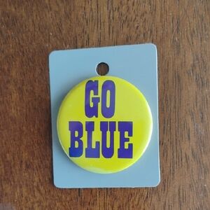 University Of Michigan Yellow Go Blue Button Badge